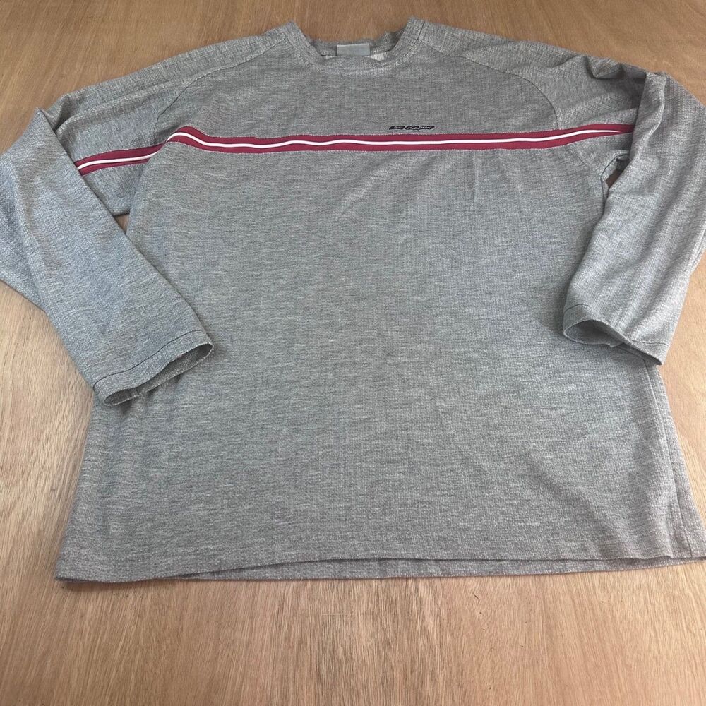 Reebok Gray Long Sleeve Athletic Shirt Red Stripe Vintage 90s Y2K Men’s XL